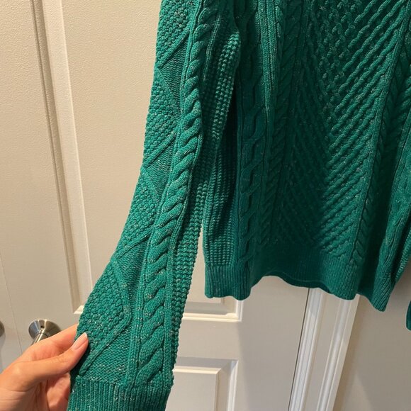 Banana Republic Emerald Green Cable Knit Sweater *excellent quality* NWOT - Picture 6 of 8